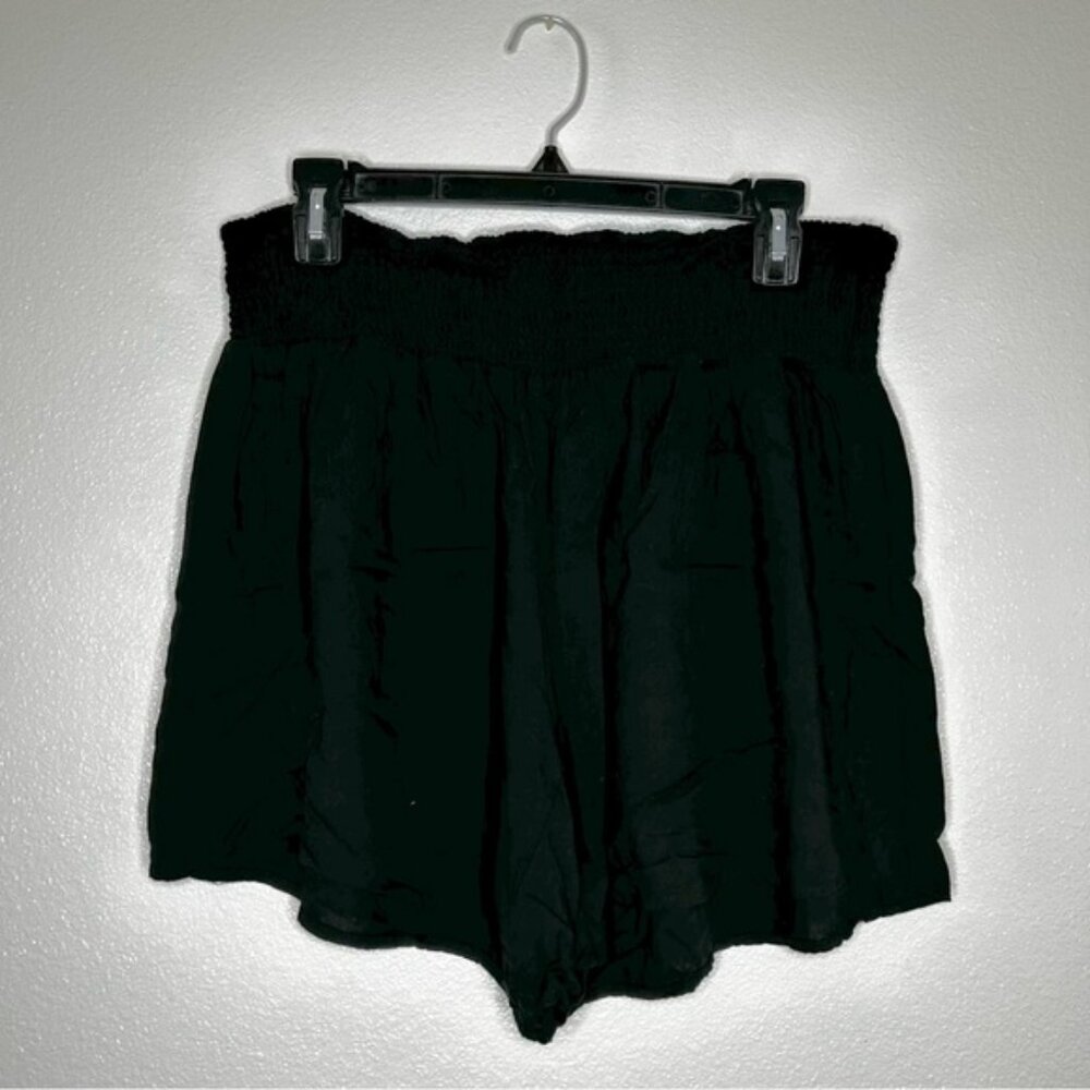 American Rag Womens Black Pull-on Shorts Ribbed Waist Plus Size 1X
